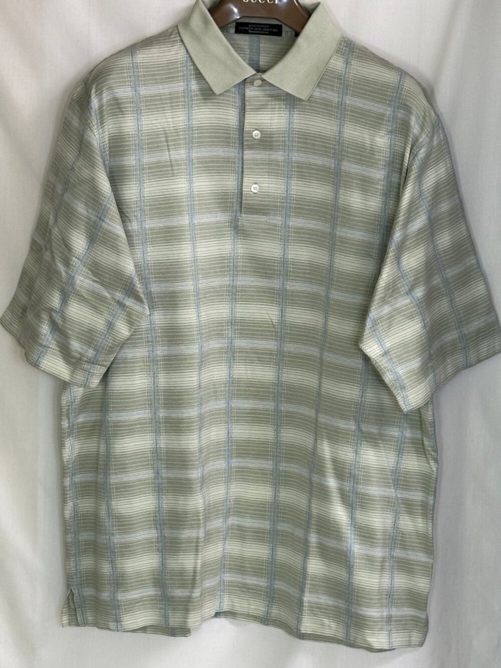 Carnoustie Men's Short Sleeves w/ Collar Plaid Design Polo Shirt - Celadon - XL